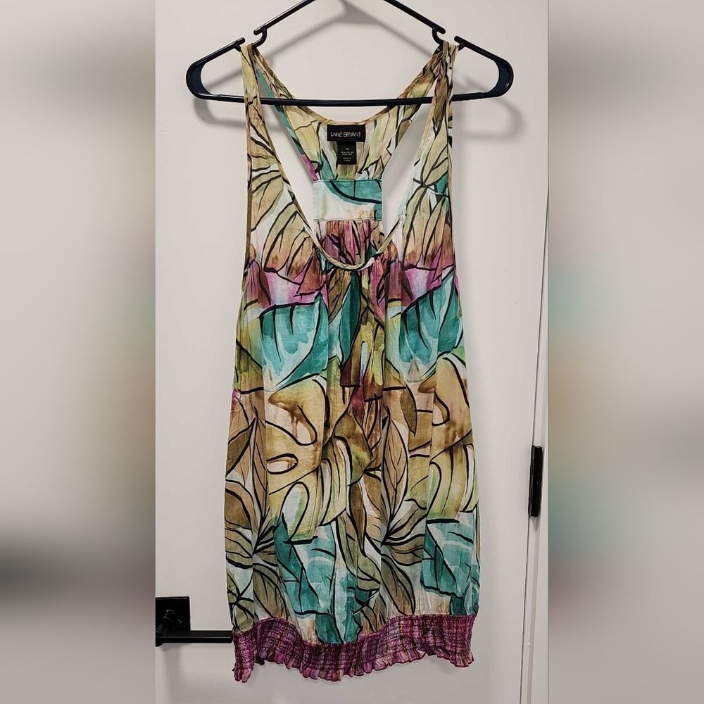 Tropical Leaf Print Sleeveless Blouse
